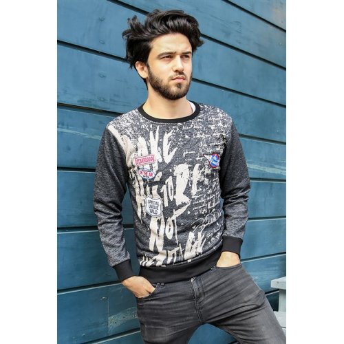 1597 Siyah Sweatshirt - Arma Detaylı - Siyah 1597 Siyah Sweatshirt - Arma Detaylı - Siyah